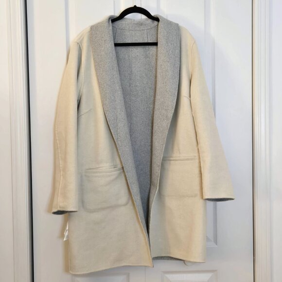 Addition Elle Reversible Open Felted Cardigan Coat | Grey & Cream | Size 2X - Picture 2 of 9